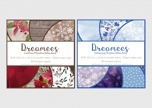 Dreamees Watercolour Christmas 8x8 Paper Pad Duo